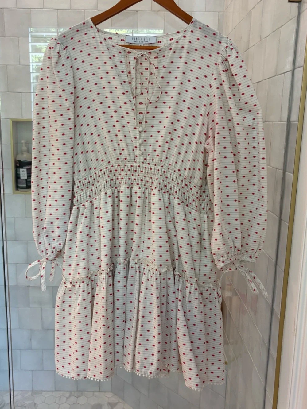 GUC HUNTER BELL Ellison Dress. Off White/Red Dots. Size XL. Retail price $395. - Picture 2 of 7